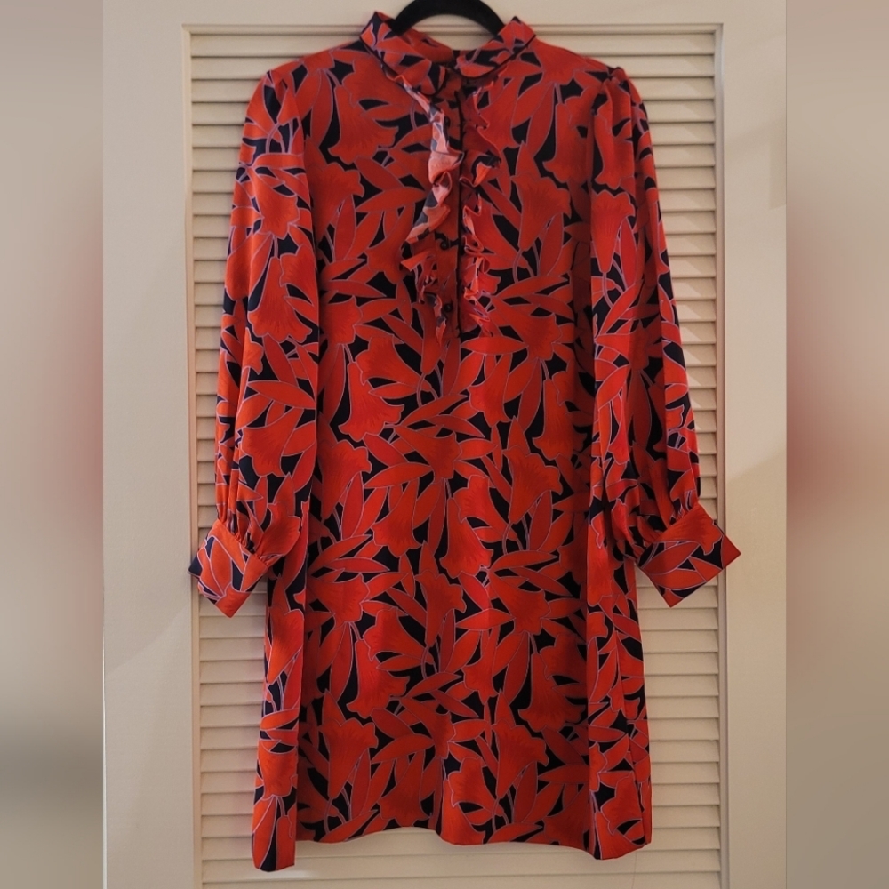 Ann Taylor- Floral Long-Sleeve Ruffle Dress